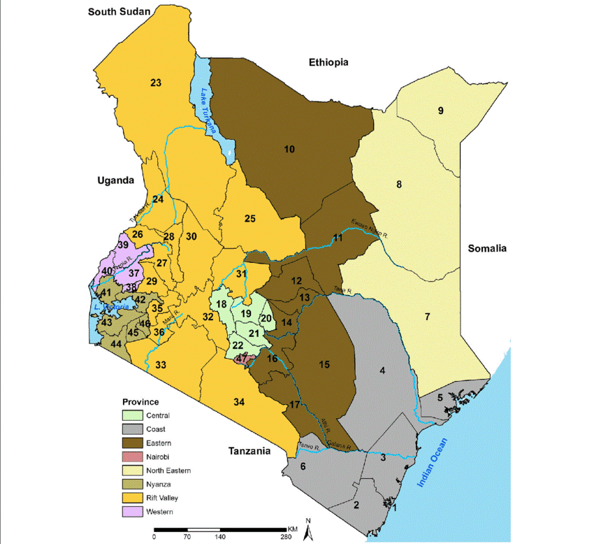 Central Eastern Provinces Coast Rift valley